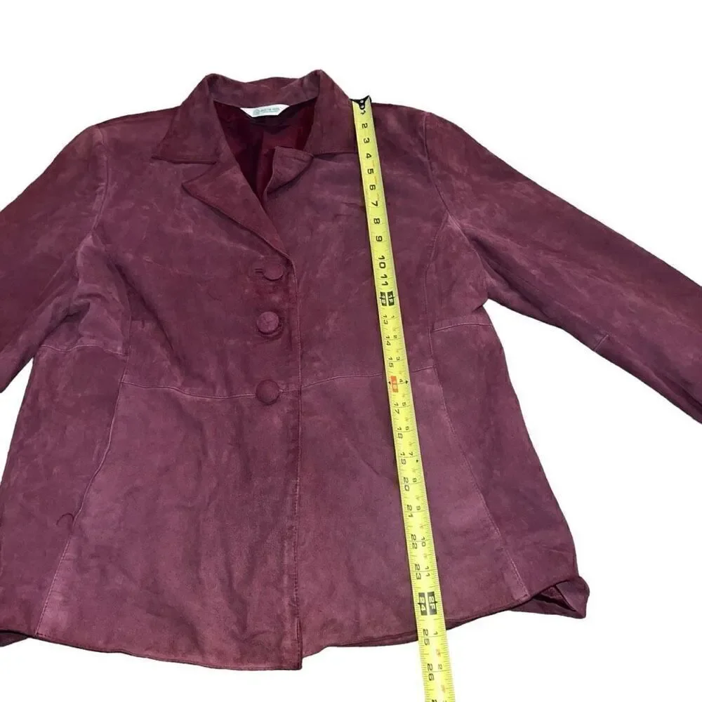 AUSTIN REED Wine Leather Suede 3 Button Jacket
